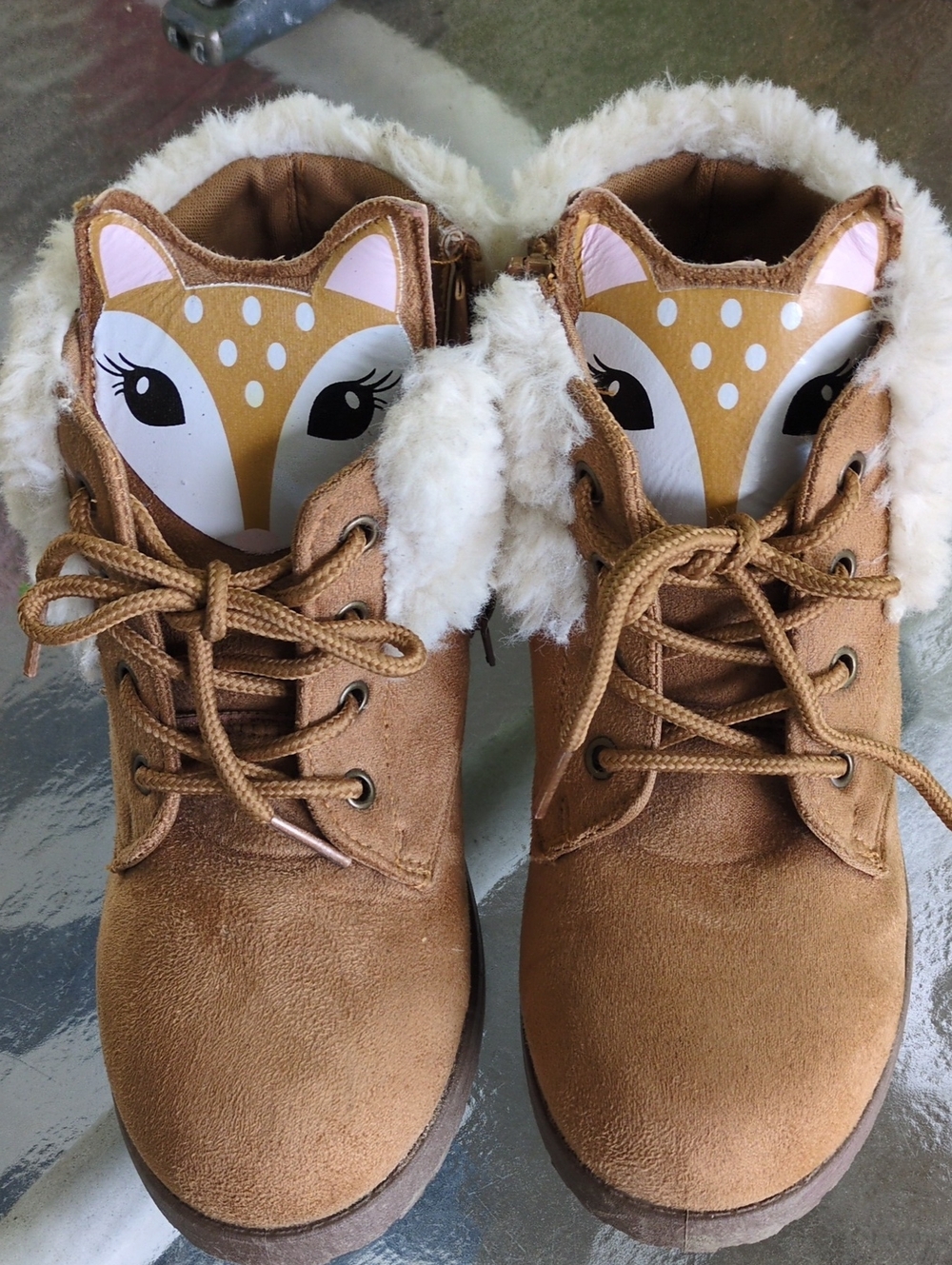 fabkids Tan Faux-Suede Kids Boots with Deer Accent